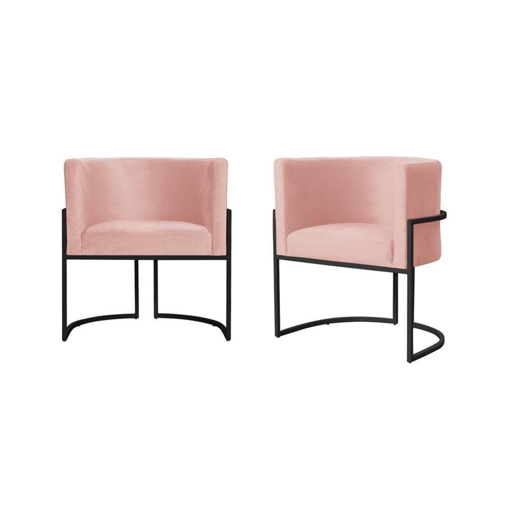 Kit 2 Poltronas Decorativa Luana Veludo Rosa Base Preta Ms Decor