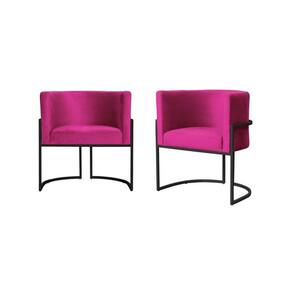 Kit 2 Poltronas Decorativa Luana Veludo Rosa Pink Base Preta Ms Decor