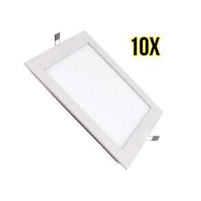 Kit C/10 Peças Painel Plafon Led Embutir Quadrado 18w 6.4k Branco Frio Ourolux
