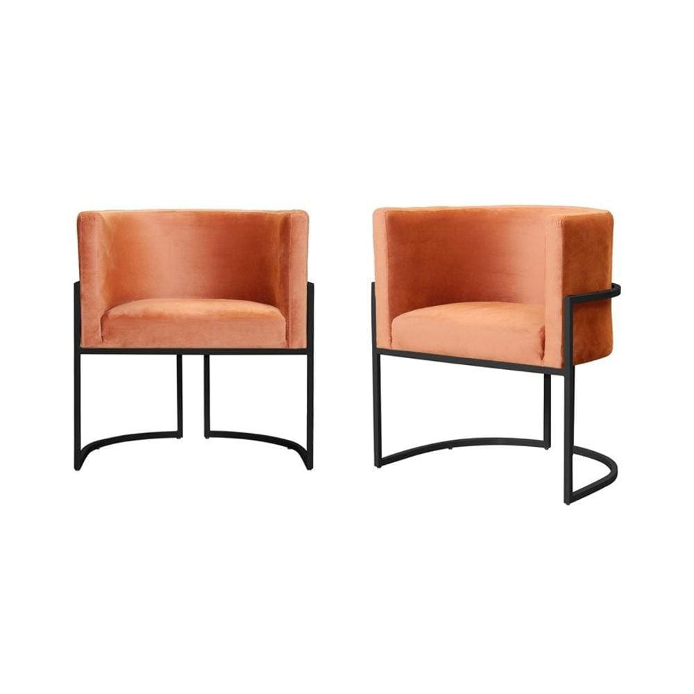 Kit 2 Poltronas Decorativa Luana Veludo Terracota Base Preta Ms Decor