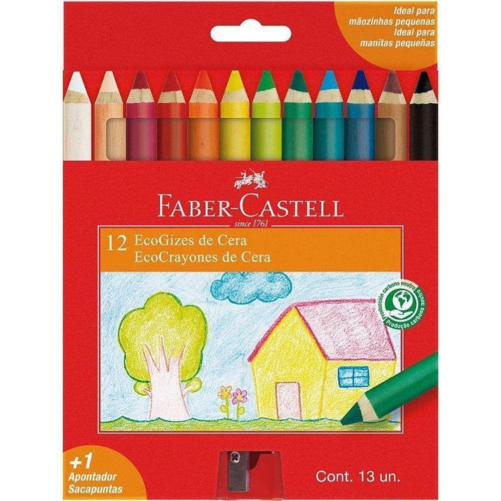 Giz De Cera Fino Ecogiz 12 Cores C/Apontador