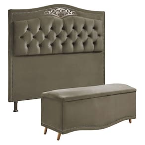 Conjunto Cabeceira e Calçadeira Holanda 1,60 cm Veludo Star Confort