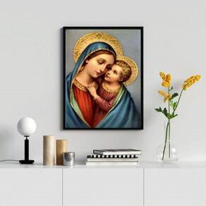 Quadro Nossa Senhora 33x24cm - Vidro e Moldura Branca