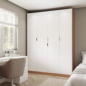 Guarda Roupa Modulado 4 Portas com Cabideiro Hera CabeCasa MadeiraMadeira Louro/Branco Geada/Preto