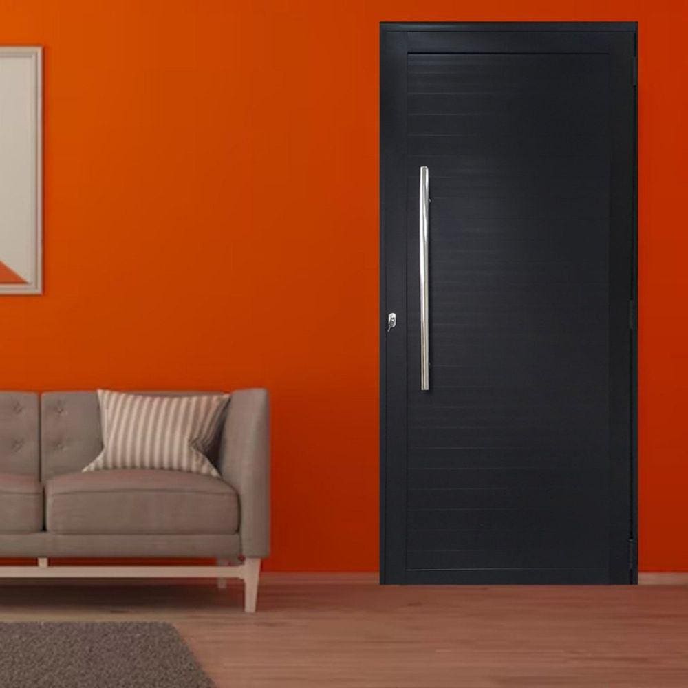 Porta Lambril de Alumínio 210 x 90cm com Puxador Linha 30 Lado Esquerdo Preto
