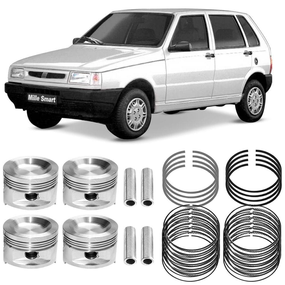 Kit Pistão Anel 0.60 Fiat Uno 1.0 2001 Gasolina Metal Leve