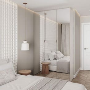 Guarda Roupas Modulado com Espelho 3 Portas com Cabideiro Hera CabeCasa MadeiraMadeira Branco Geada/Louro/Cromado