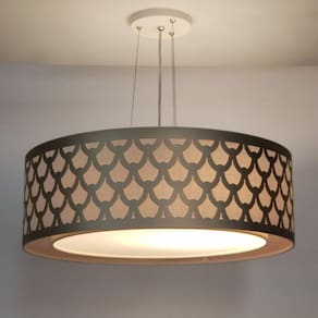 Luminária de Teto Pendente Trama Cúpula Dupla 40x16cm Bronze