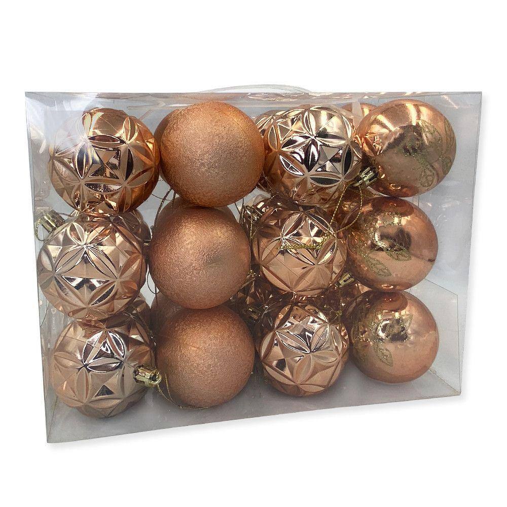 Kit Bolinhas Bola Árvore Natal Enfeite Decoração Natalino Pendurar 24un