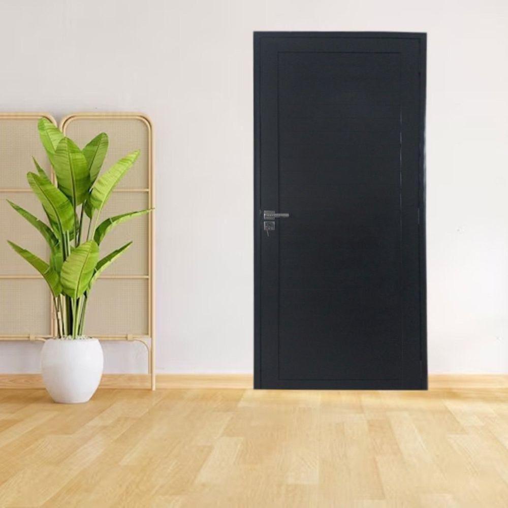 Porta Lambril de Alumínio 210 x 100cm com Maçaneta Premium Linha 30 Lado Direito Preto