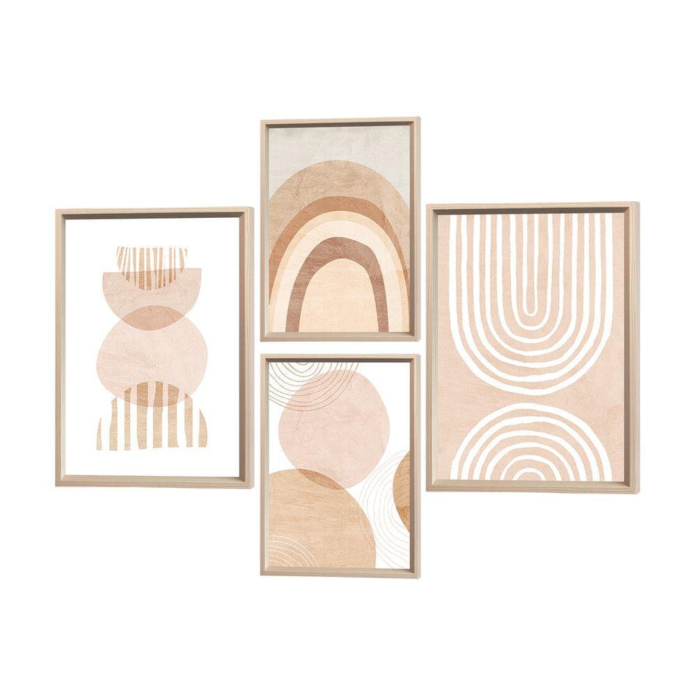 Kit 4 Quadros Decorativos Abstrato Minimalista Boho Moderno