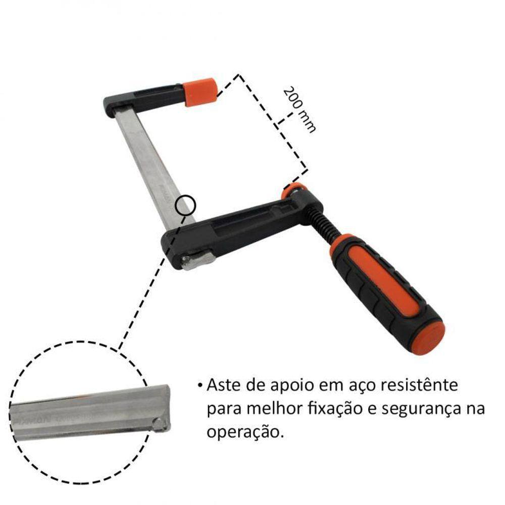 Grampo Sargento Tipo F 80200mm Aço Carbono - Fixman