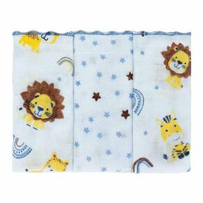 Pano De Boca Bublim Baby 3 Unidades 100% Algodão Estampado/Liso 34Cm X 40Cm