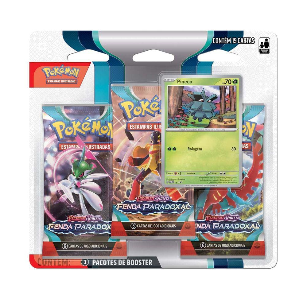 Triple Pack Pokémon Pineco Escarlate E Violeta 4 Fenda Paradoxal - 19 Cartas Copag
