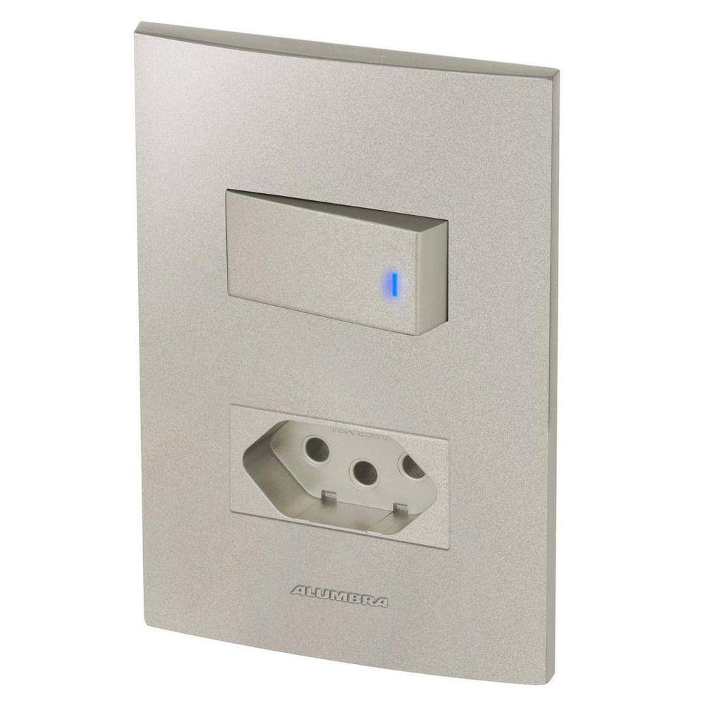 Conjunto 1 Interruptor Led + 1 Tomada 10A - Inova Titanium