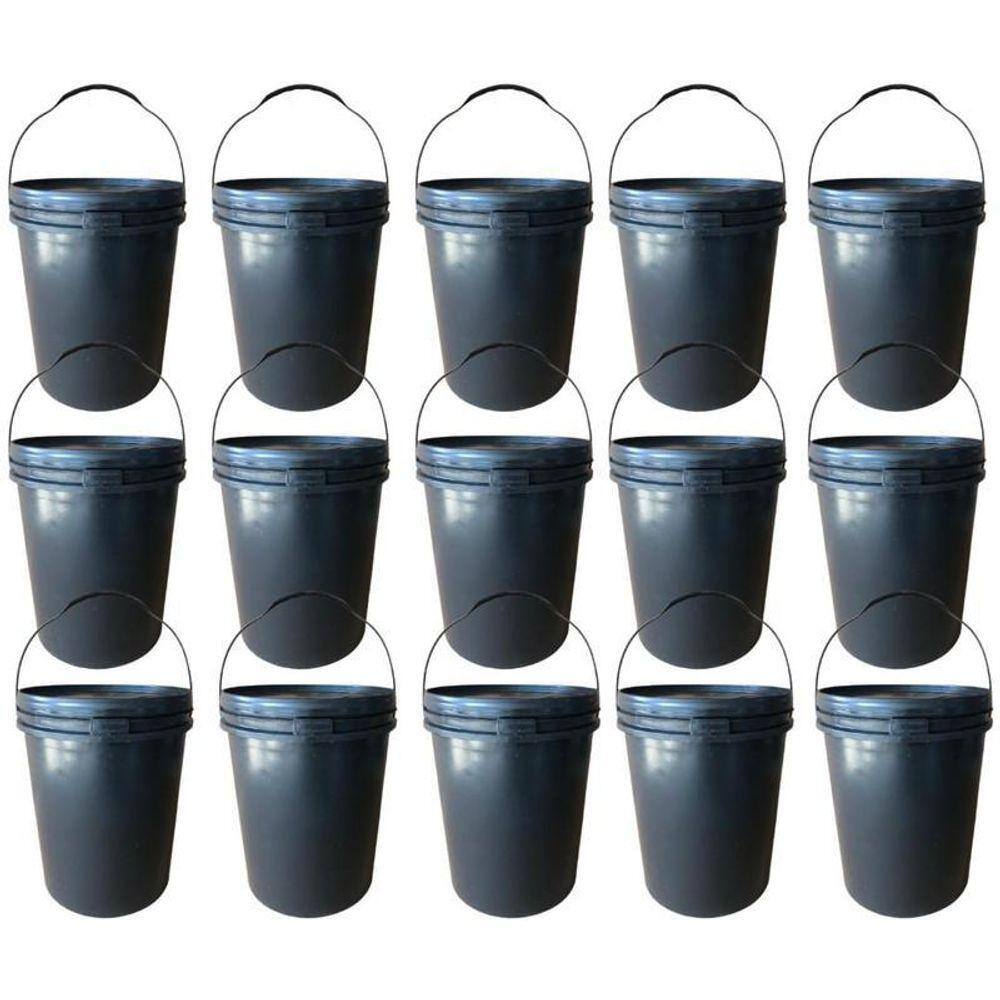 Balde 16L Para Cozinha Com Tampa Lacre - 15 Pçs