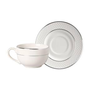 Conjunto com 6 Xícaras de Chá com Pires Relevo Silver 250ml