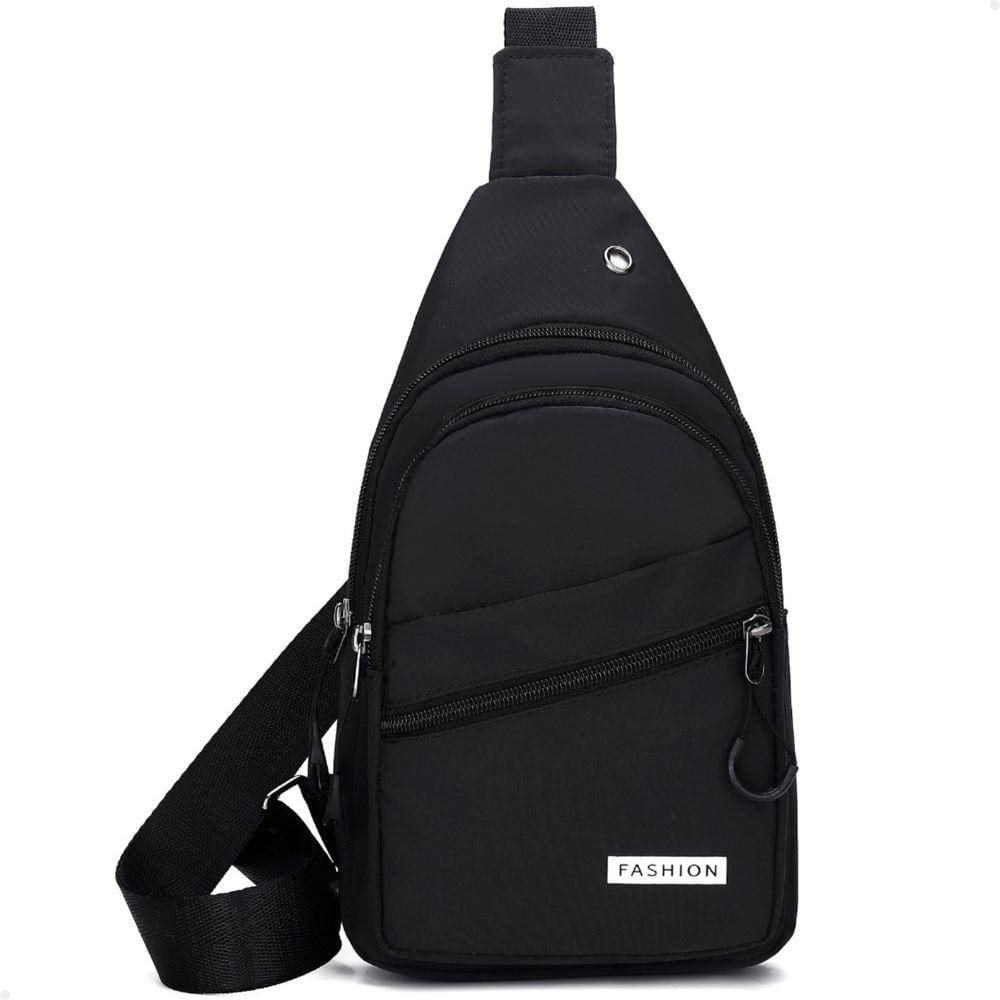 Bolsa Pochete de Ombro Lorben Mochila Pequena Transversal Tiracolo Masculino Feminino Preto