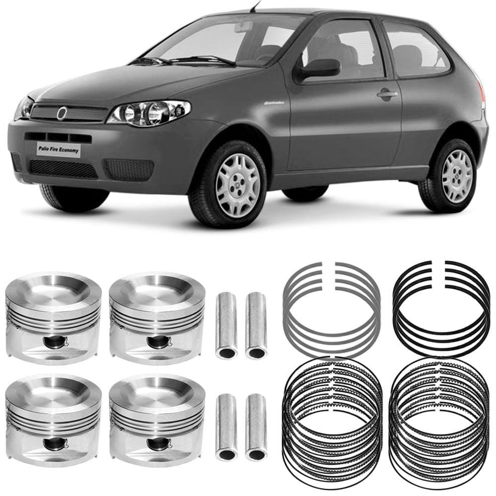 Kit Pistão Anel 0.60 Fiat Palio 1.0  2000 a 2008 Gasolina Metal Leve