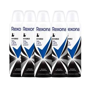 Kit Desodorante Aerosol Rexona Feminino Invisible 150ml - 5 Unidades