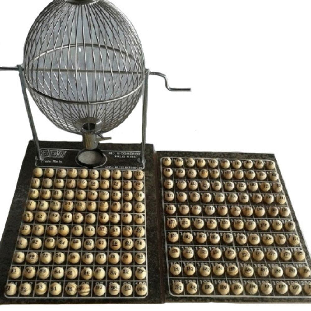 Globo Para Sorteio 1 a 200 Pedras De Madeira com Tabuleiro