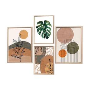 Kit 4 Quadros Decorativos Plantas Formas e Linhas Boho Sala