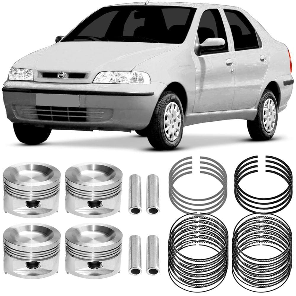 Kit Pistão Anel 0.60 Fiat Siena 1.0 2002 A 2006 Gasolina