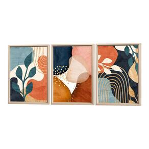 Kit 3 Quadros Decorativos Plantas Moderno Boho Sala Cores