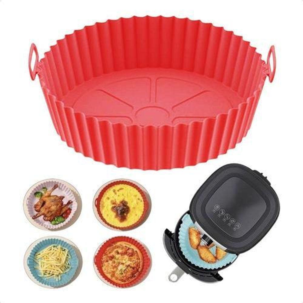 Cesto Forma Silicone Airfryer 20Cm Antiaderente - Vermelho
