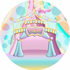 Painel Redondo 3D Sublimado Circo Rosa Frd-996