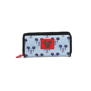 Carteira Feminina Zíper Mickey Mouse Luxcel Azul 19x10x9 cm