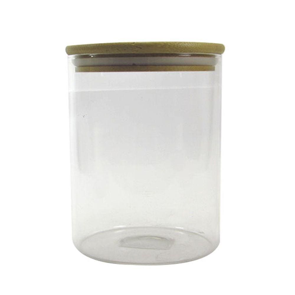 Pote De Vidro 750ml Com Tampa Em Bambu E Vedação De Silicone