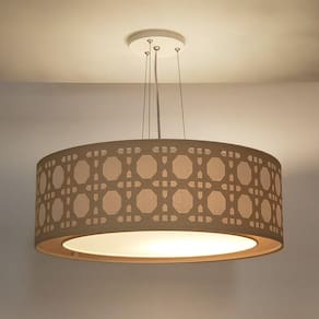 Luminária de Teto Pendente Palha Cúpula Dupla 50x16cm Cru