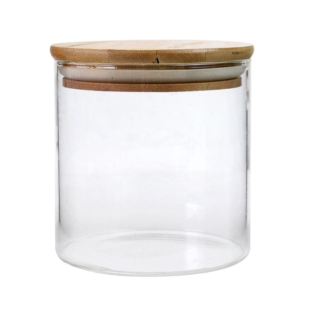 Pote De Vidro Com Tampa Em Bambu E Vedação De Silicone 600ml
