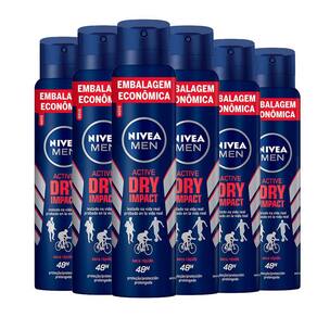 Kit Desodorante Aerosol Nivea Dry Impact For Men 200ml - 6 unidades
