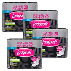 Kit 4 Absorvente Ladysoft Noturno Suave Com Abas Com 28 Unidades