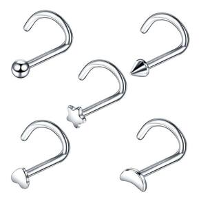 Kit 5 Piercing Nariz Nostril Atacado Coração Estrela Lua Bol