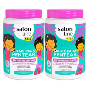 Kit 2 Cremes De Pentear Infantil Salon Line Kids Sem Nós 1kg