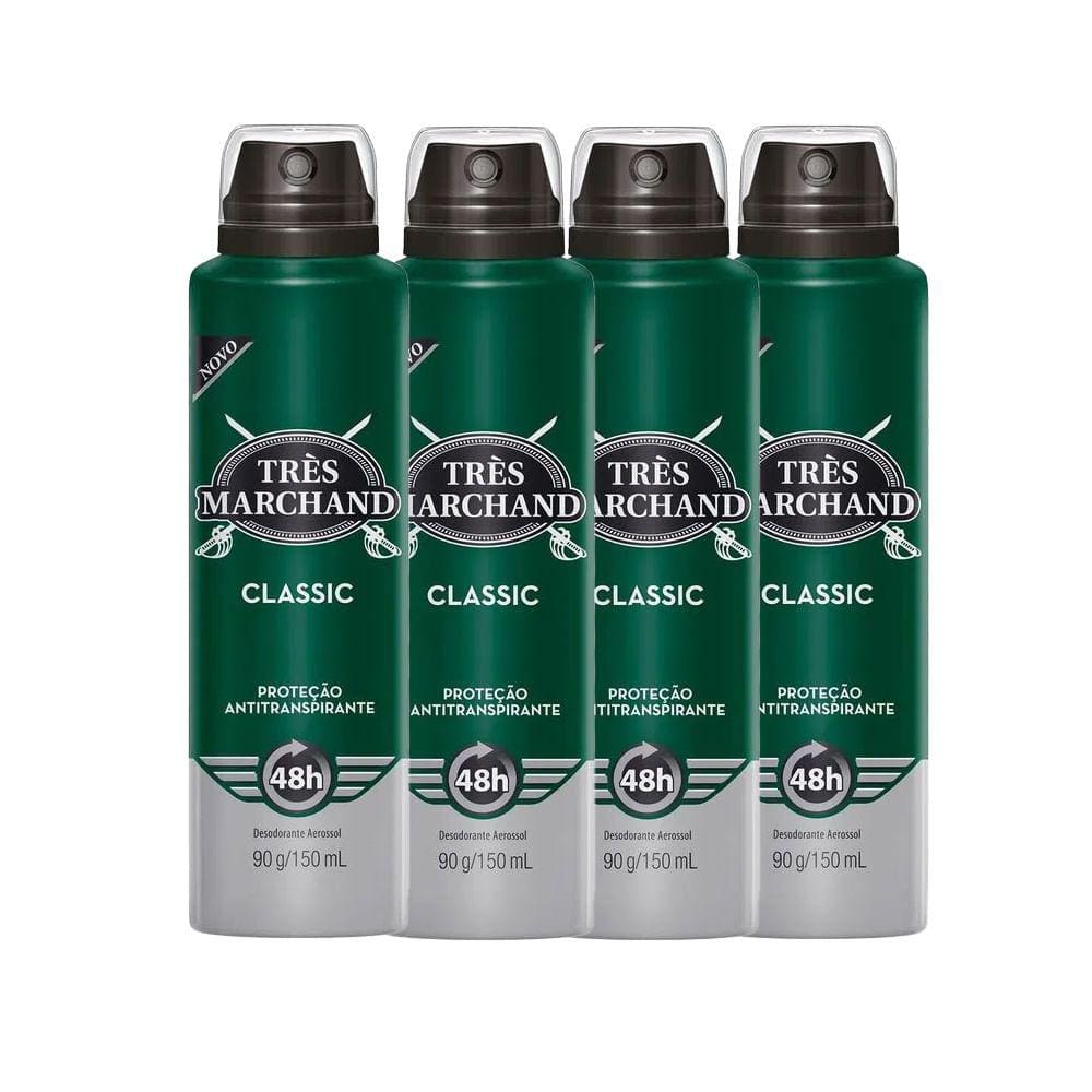 Kit Desodorante Aerosol Très Marchand Classic 150ml - 4 Unidades