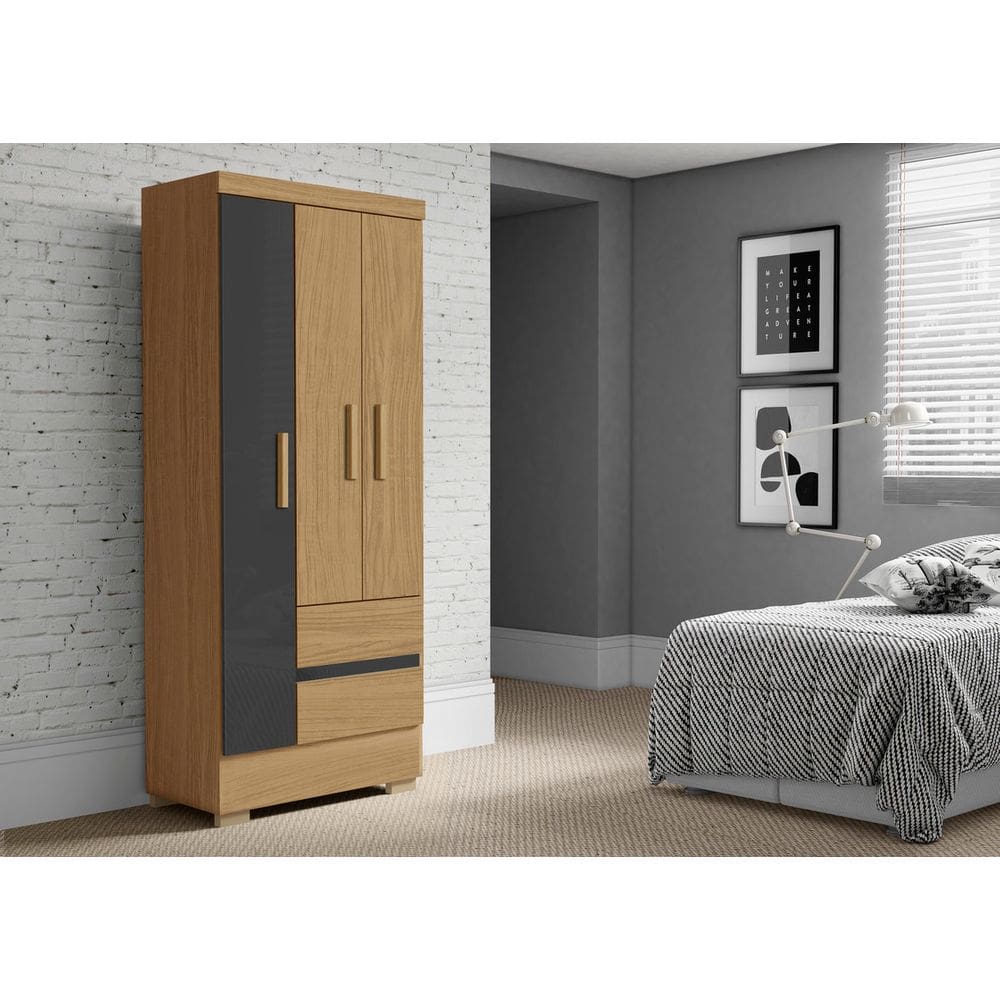 Guarda-Roupa Solteiro 3 Portas 2 Gavetas com Pés Coimbra Aramóveis