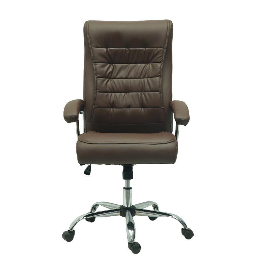 Cadeira de Escritório Presidente Base Cromada com Rodinha Fortt Luanda Marrom - CPF13-M