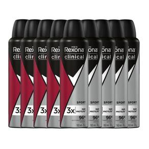 Kit Desodorante Antitranspirante Aerosol Rexona Clinical Men Sport 150ml - 9 Unidades