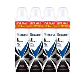 Kit Desodorante Antitranspirante Aerosol Rexona Invisible 72 horas 250ml - 4 Unidades