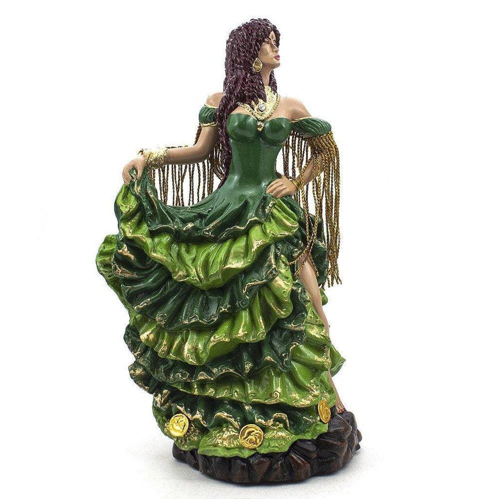 Imagem Cigana Luxo Verde Resina 25 Cm