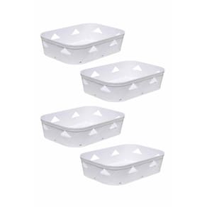 kit 4 Organizador Multiuso Branco Gaveta Armário Escritório