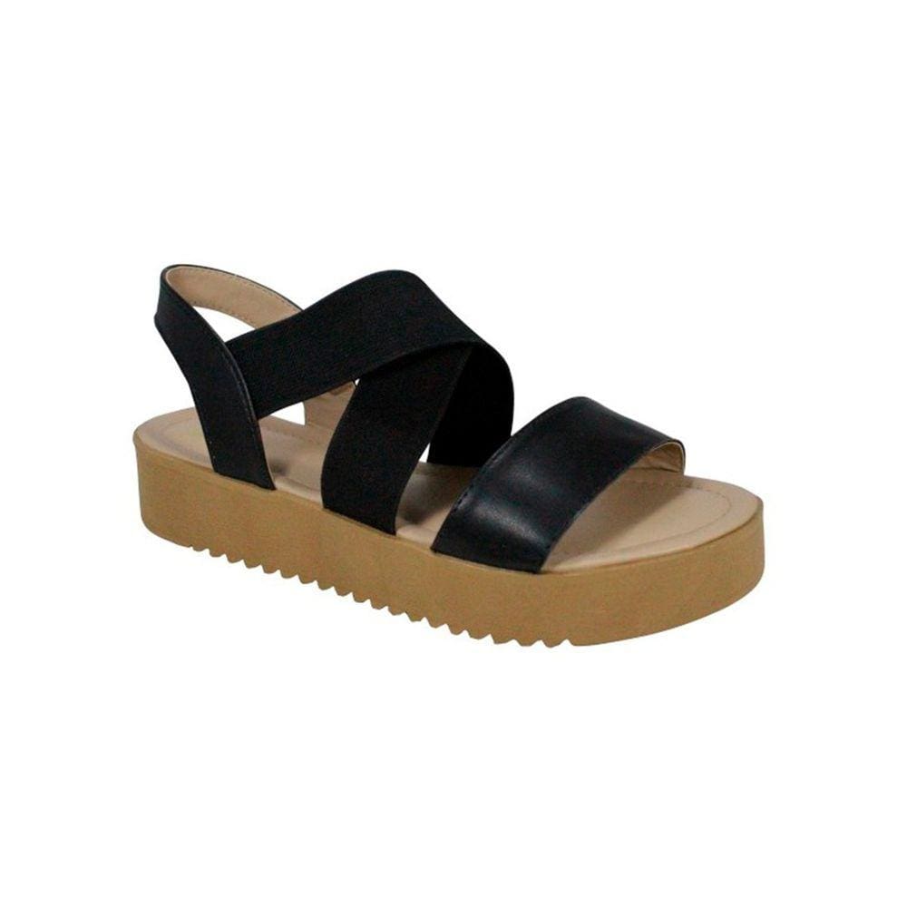 Sandália Flatform Feminina Dok Elástico Preta