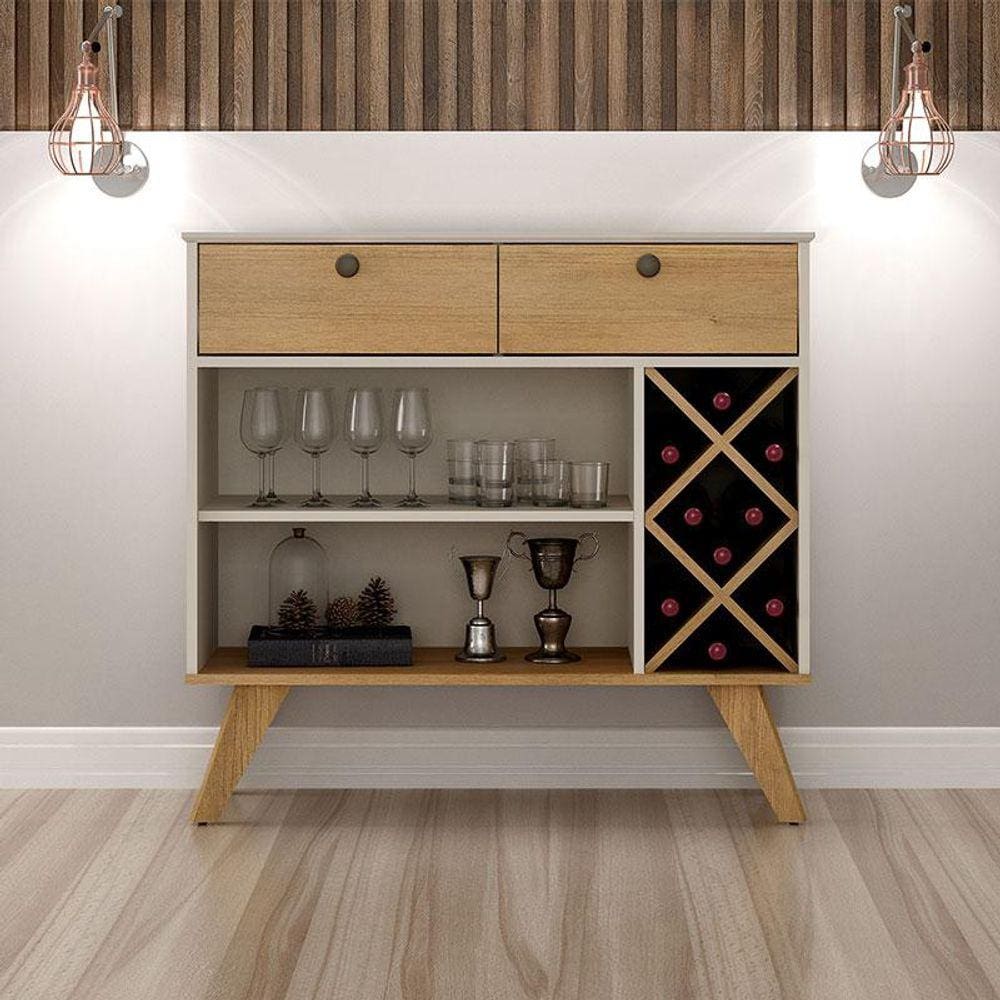 Buffet para Sala de Estar Ambiente Alice Off White Cinamomo - Valdemóveis