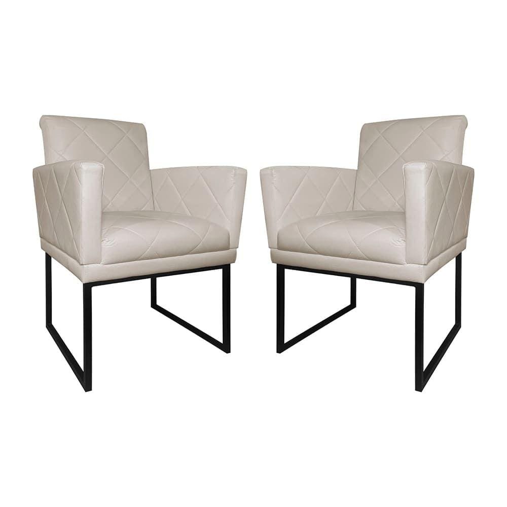 Kit 2 Poltronas Klara Sala Base Metálica Preta Corano - Vallisa Decor