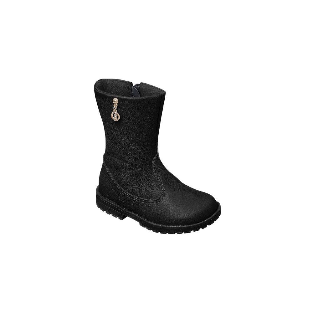 Bota Cano Alto Infantil Feminina Ortopé Baby Boot Couro Preta
