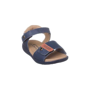 Sandália Infantil Masculina Ortopé Autêntica Couro Fecho Duplo Azul Marinho